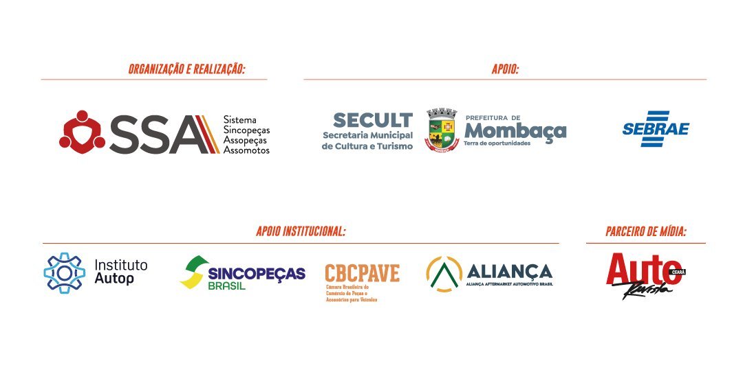 Organização e realização SSA. Apoio SECULT Mombaça, Prefeitura de Mombaça e Sebrae. Apoio institucional Instituto Autop, Sincopeças Brasil, CBCPAVE e Aliança. Parceiro de mídia Auto Ceará.
